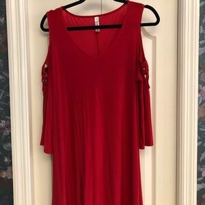 Cold Shoulder Red Dress